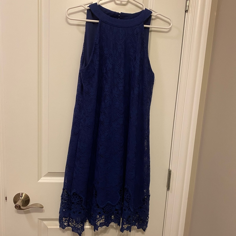 Francescas Navy Floral Halter Dress